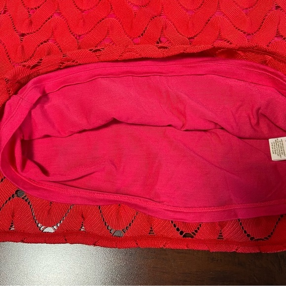 FREE PEOPLE Crochet Dress Mini Red Strawberry Long Sleeve Size Medium NWT - Picture 8 of 12